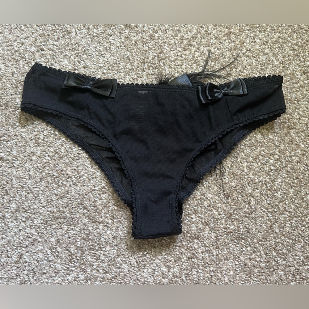 BodyRage Intimates Black Mesh Ruched Scrunch Butt Panties w/ Button-On Tail Sexy